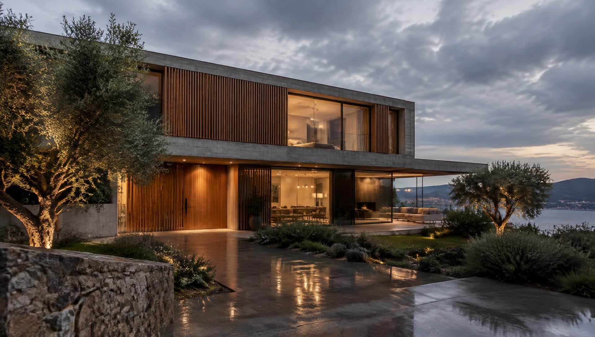 Vivienda contemporánea con jardín y grandes ventanales
